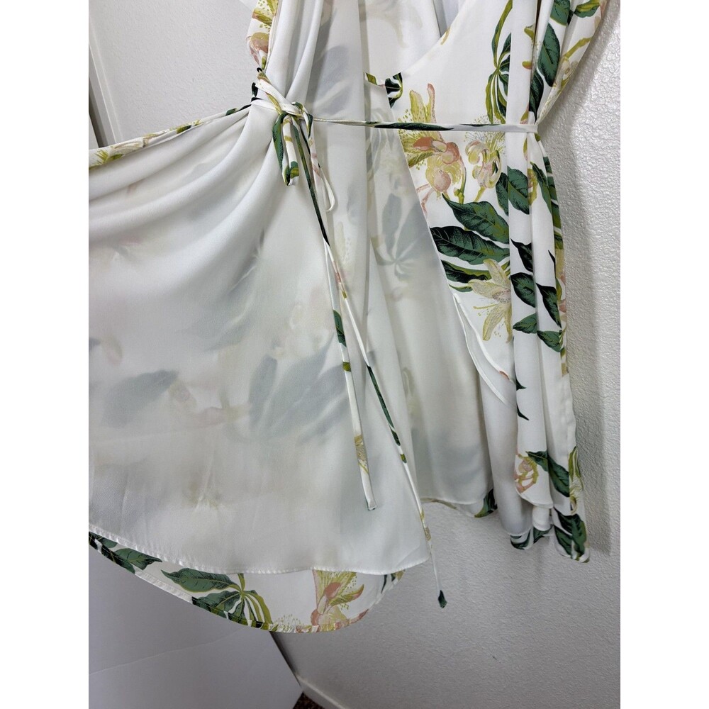 Aritzia Babaton Wallace Wrap Dress Womens Large Cream Floral Sundress - Picture 7 of 16